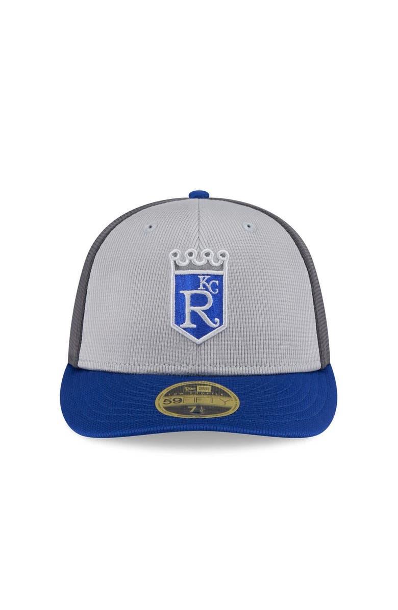 New Era Men's New Era  Gray/Royal Kansas City Royals 2025 Batting Practice Low Profile 59FIFTY Fitted Hat, Alternate, color, 