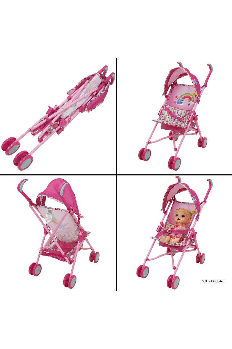 Doll Stroller Pink & Rainbow Fits Dolls Up To 24", Alternate, color, Pink