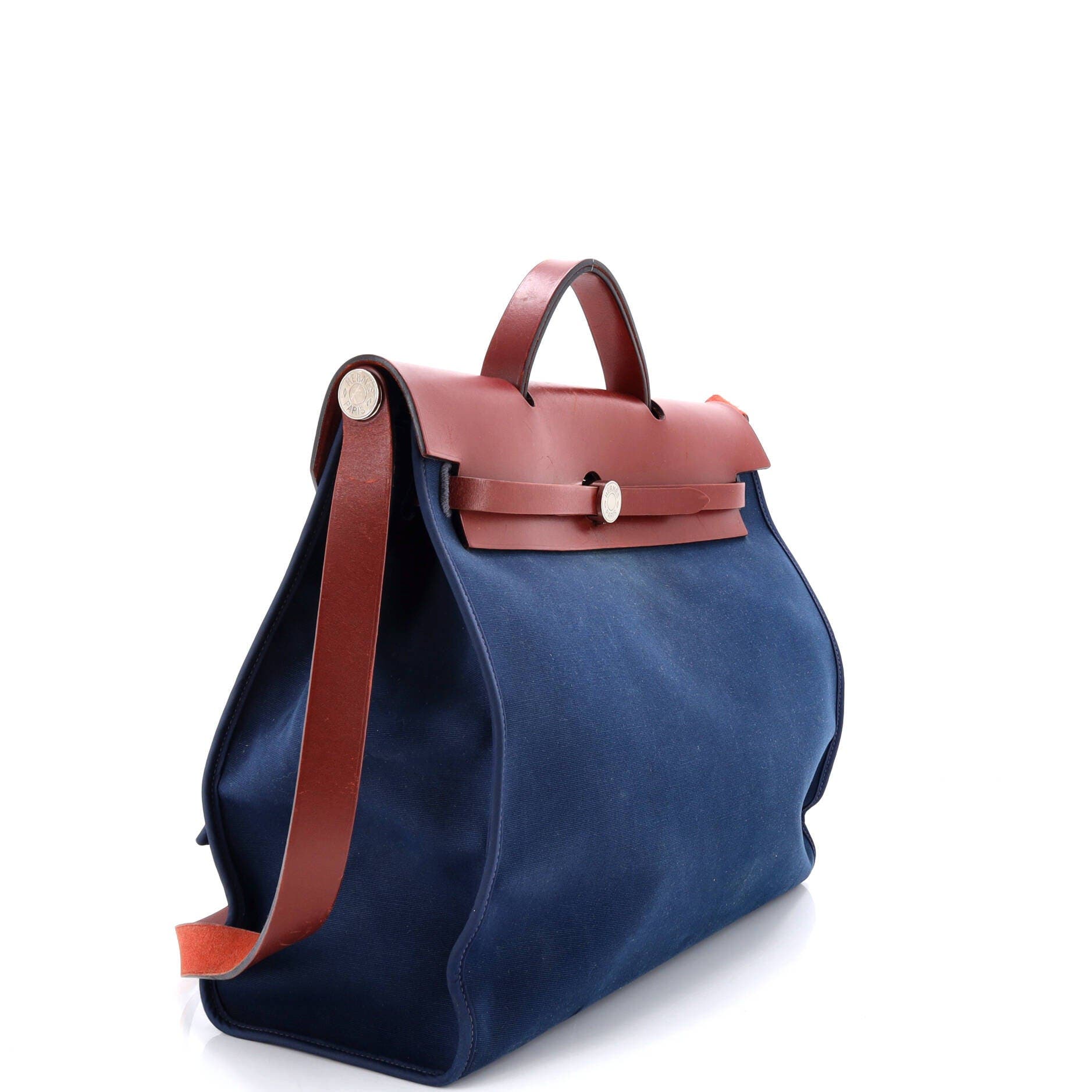 Pre-Owned Hermes Herbag Zip Leather and Toile 39, Alternate, color, 