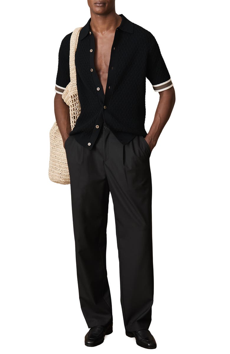 Reiss x Ché Silva Knit Short Sleeve Button-Up Shirt, Alternate, color, 