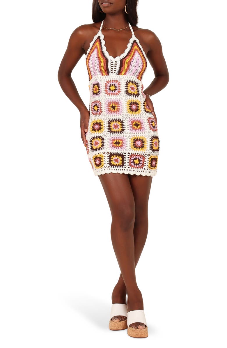 Petal & Pup Jaliyah Granny Square Crochet Halter Dress, Main, color, 