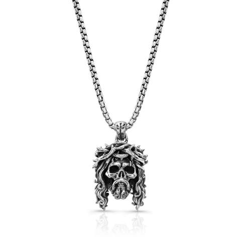 Jesus Skull Pendant Sterling Silver