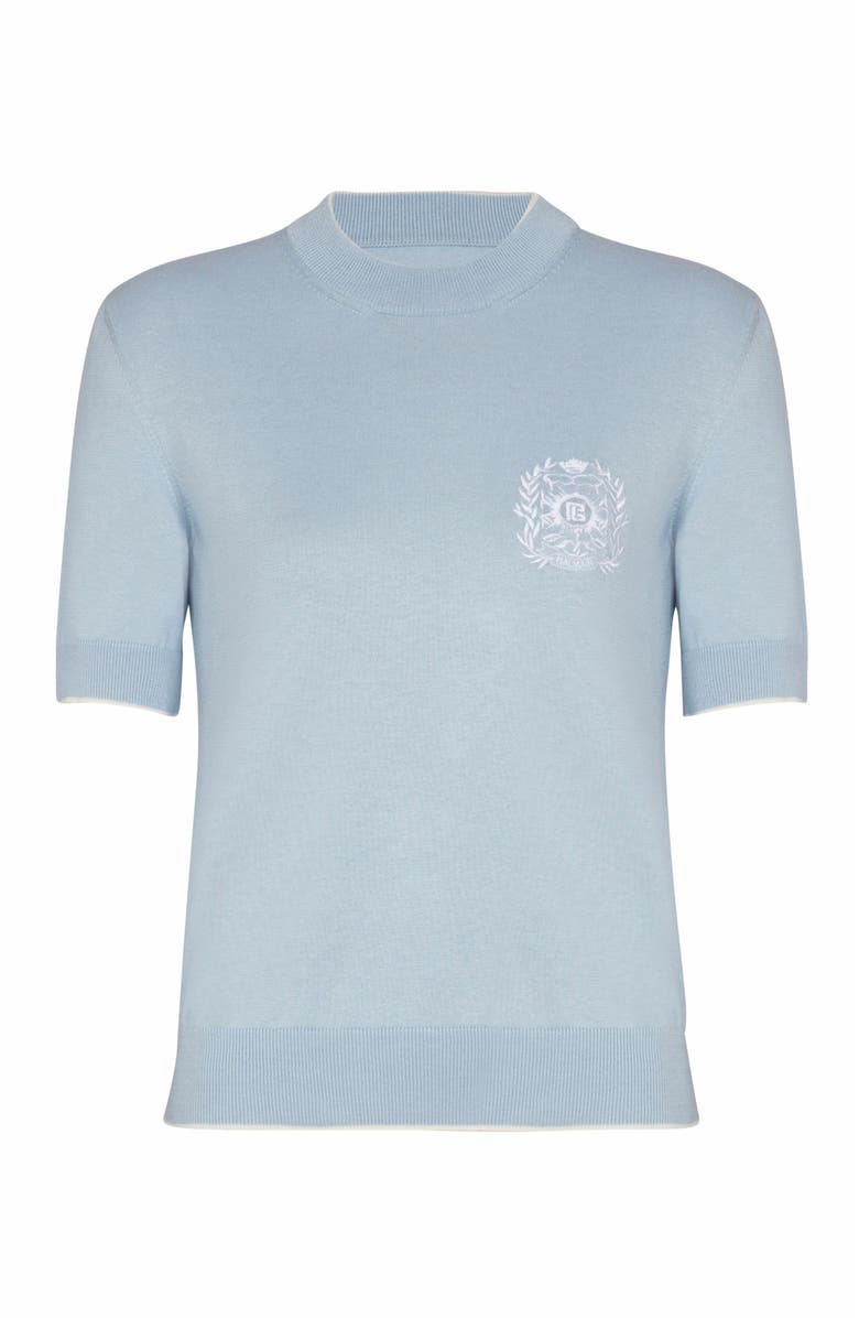 Balmain Emblème-Embroidered Knit Top, Alternate, color, 