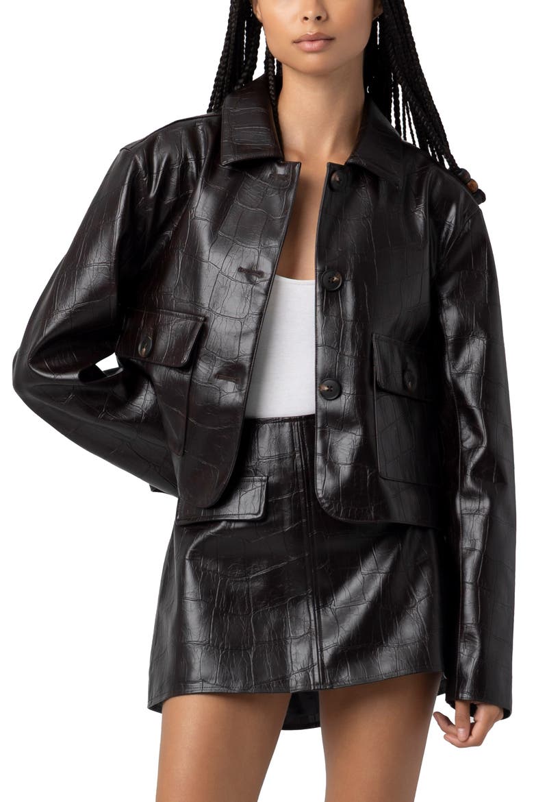 Embossed Faux Leather Jacket, Alternate, color, INNER DRIVE