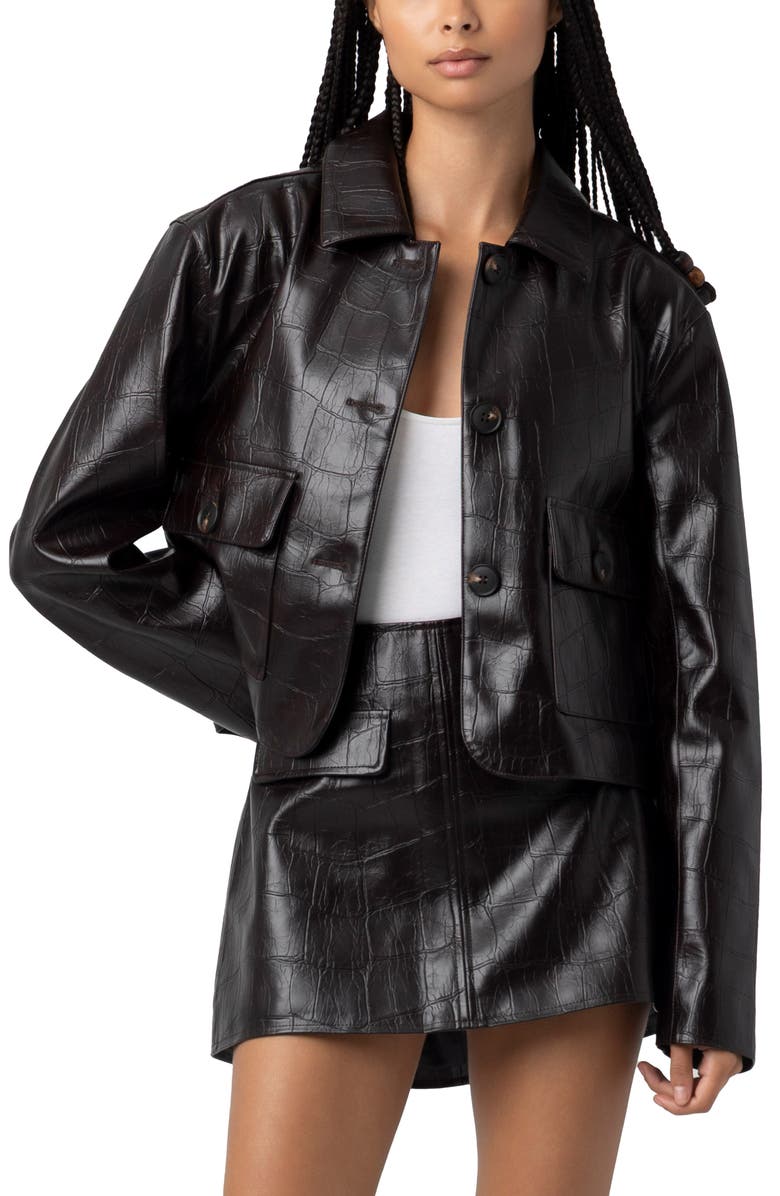 BLANKNYC Embossed Faux Leather Jacket, Alternate, color, Inner Drive