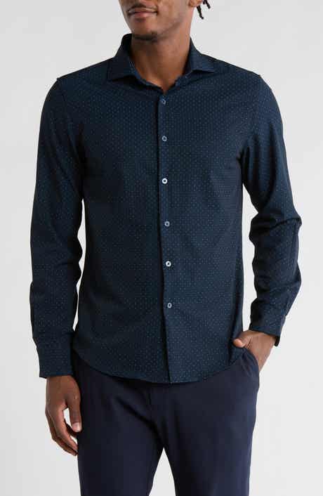 DENIM AND FLOWER Polka Dot Stretch Button-Up Shirt