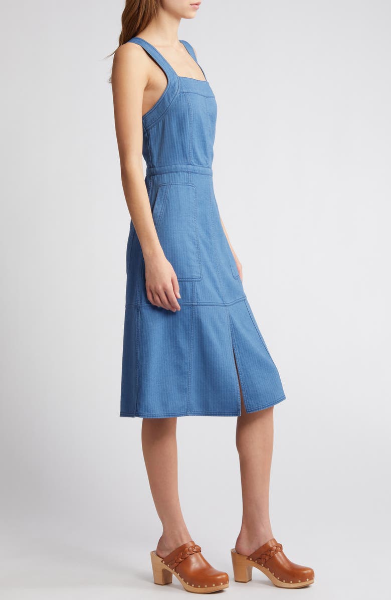 Treasure & Bond Indigo Cotton Apron Dress, Alternate, color, Light Wash