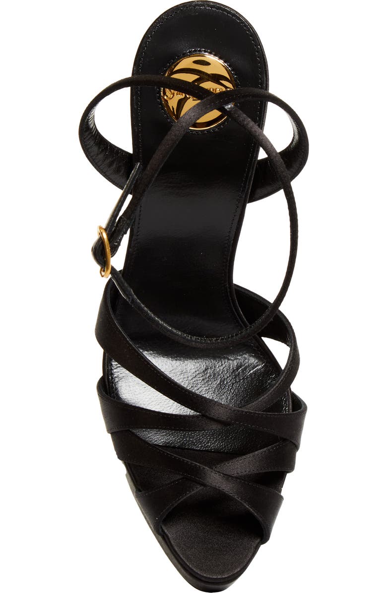 Saint Laurent Chandelle Ankle Strap Platform Sandal, Alternate, color, Black