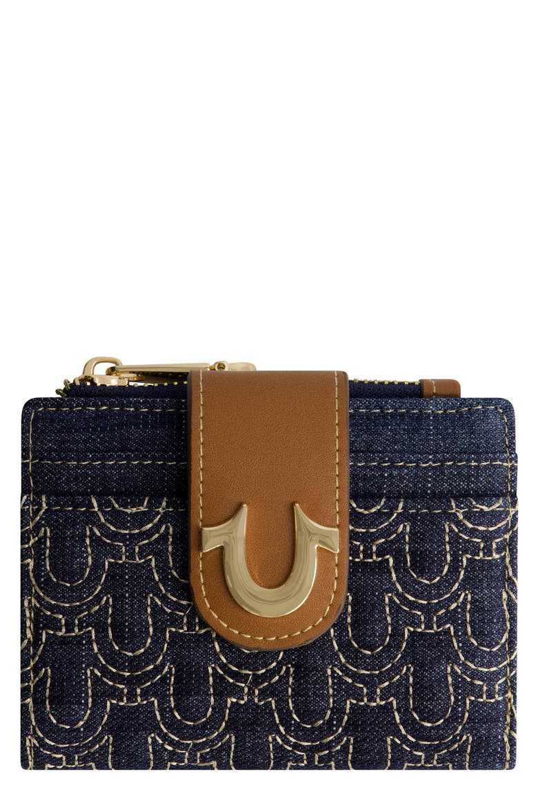 Horseshoe Quilted Small Wallet, Main, color, DARK DENIM