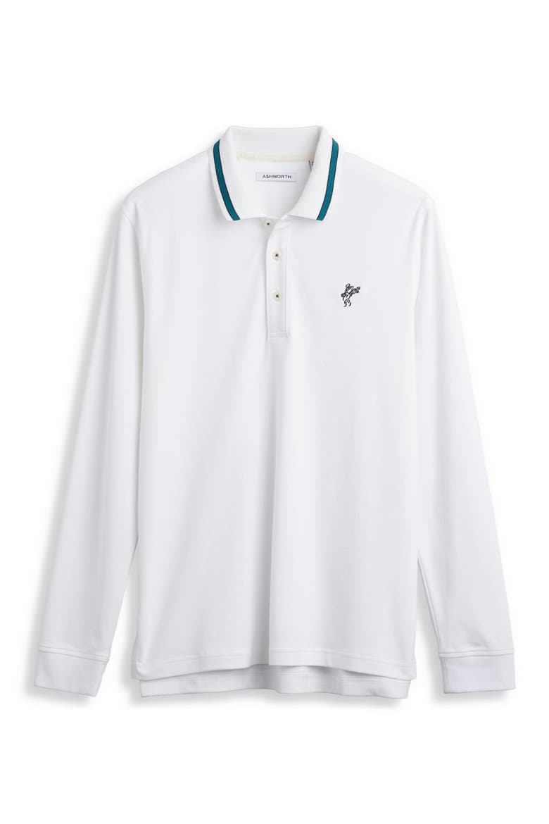 Long Sleeve Innovation Interlock Polo, Main, color, White/Lagoon/Black