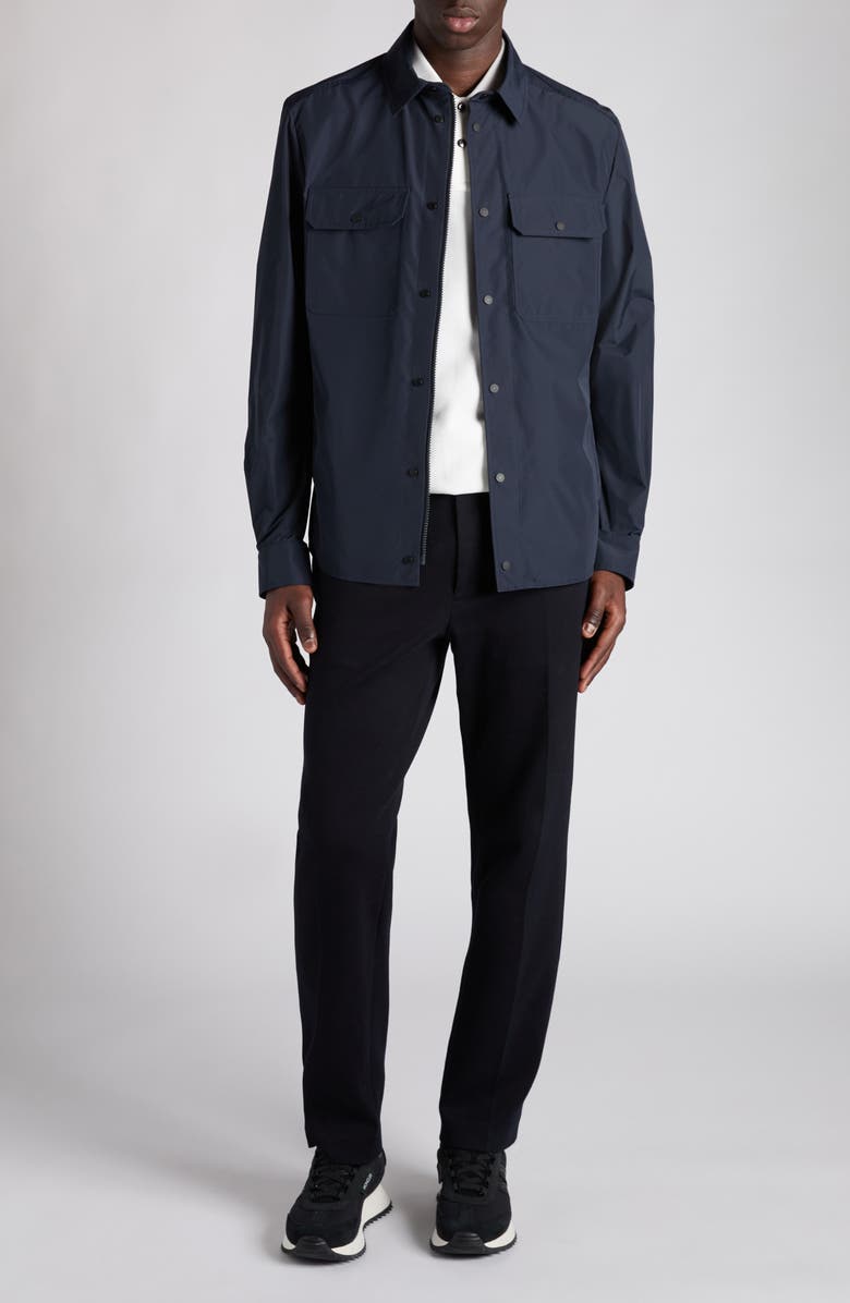 Moncler Logo Patch Overshirt, Alternate, color, Navy Blue