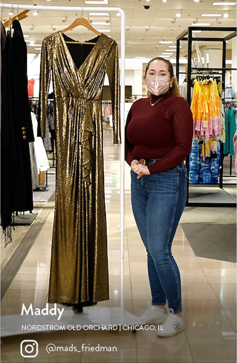 Long Sleeve Metallic Gown, sales video thumbnail