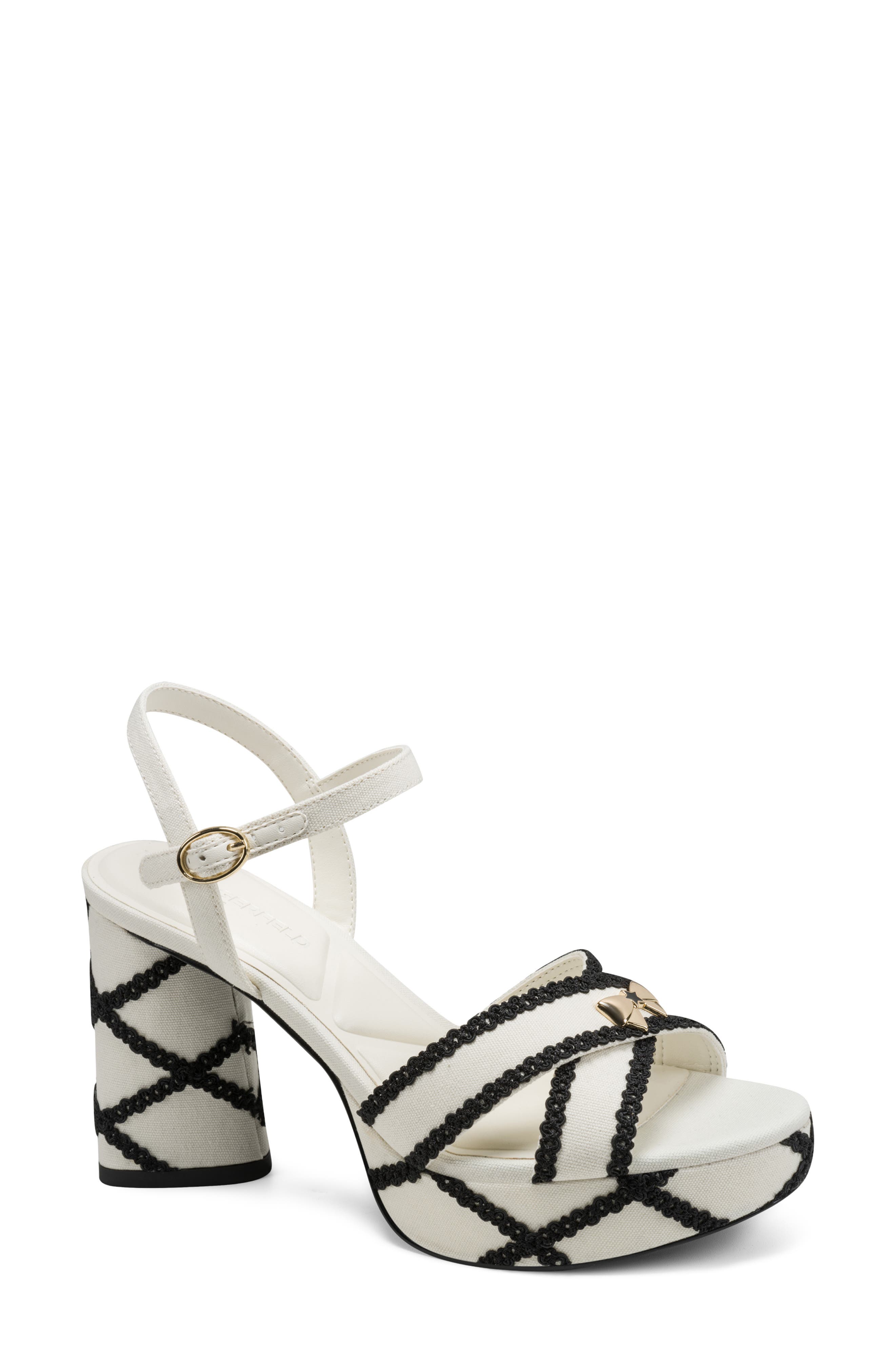 KARL LAGERFELD PARIS Hickory Stitch Platform Sandal, Main, color, Cream