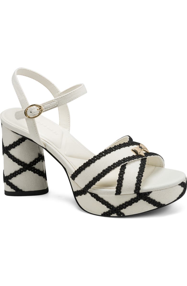 KARL LAGERFELD PARIS Hickory Stitch Platform Sandal, Main, color, Cream