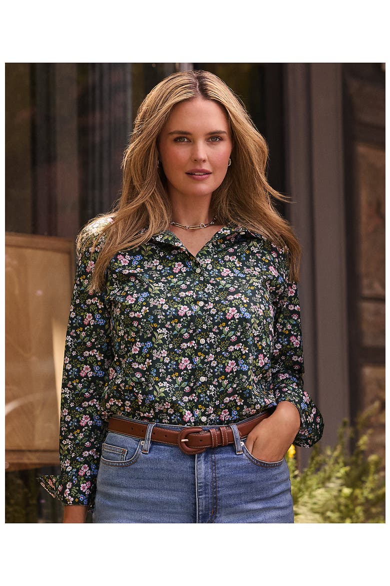 No Iron Button Front Shirt, Alternate, color, Woodland Forest Multi Floral