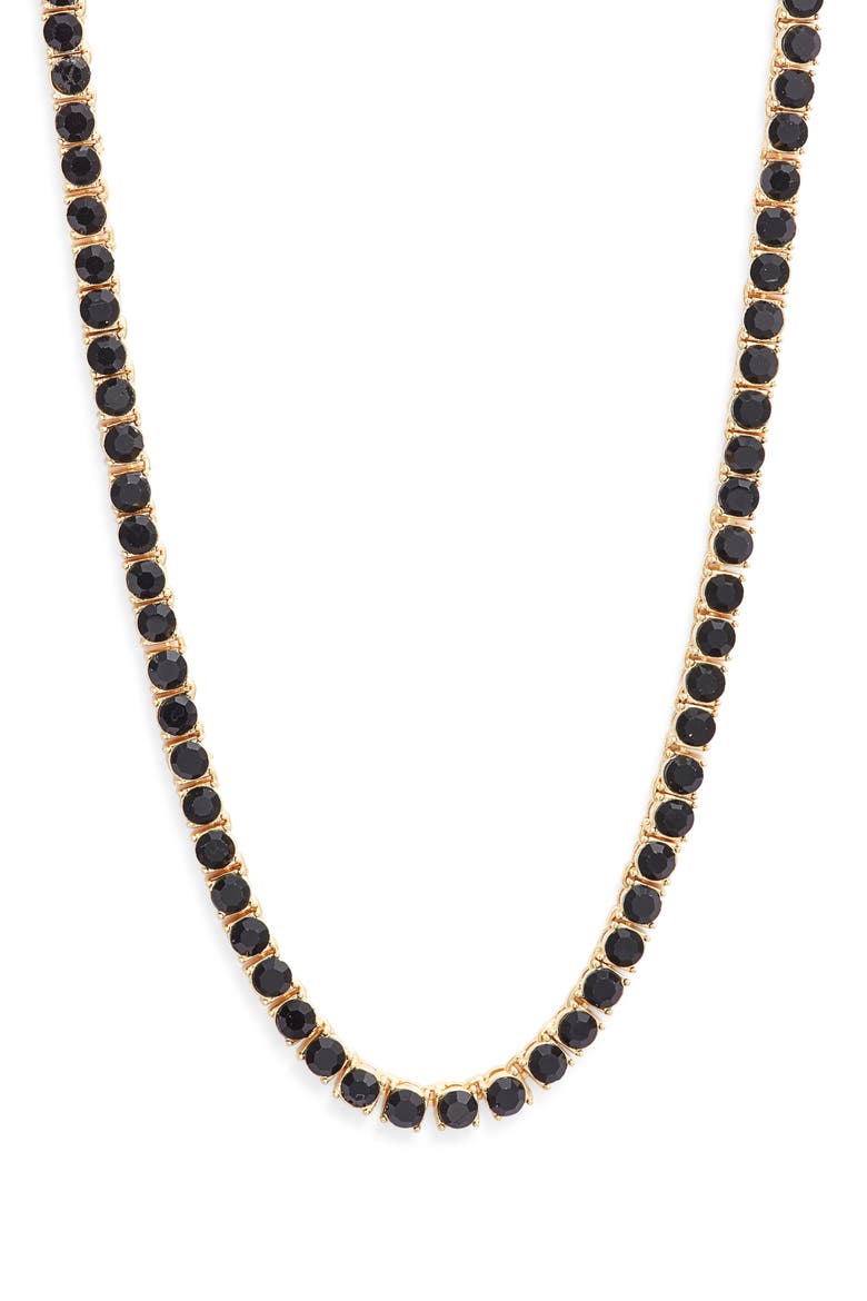 3mm Cubic Zirconia Tennis Necklace, Main, color, BLACK- GOLD