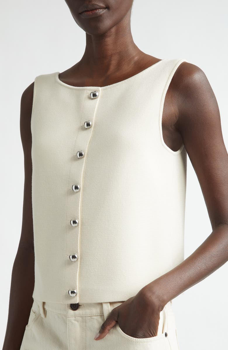 Lafayette 148 New York Button Front Sweater Vest, Alternate, color, Ecru