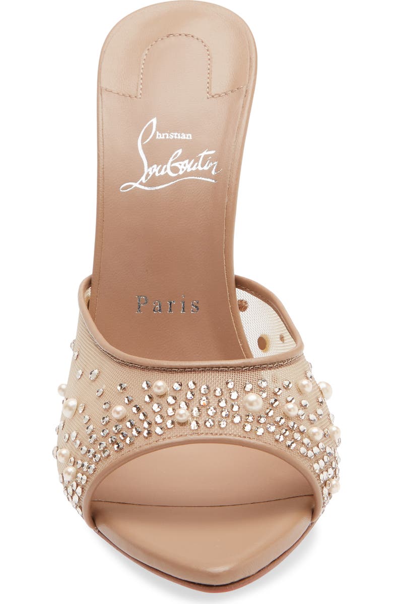 Christian Louboutin Miss Z Crystal Embellished Mesh Pointed Toe Sandal, Alternate, color, Blush/ Blush