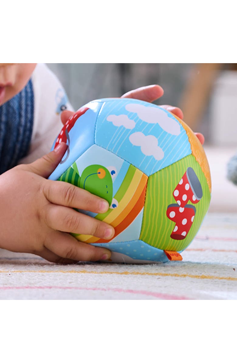 HABA Baby Ball Rainbow World 4.5" for Babies 6 Months and Up, Alternate, color, Blue Multi