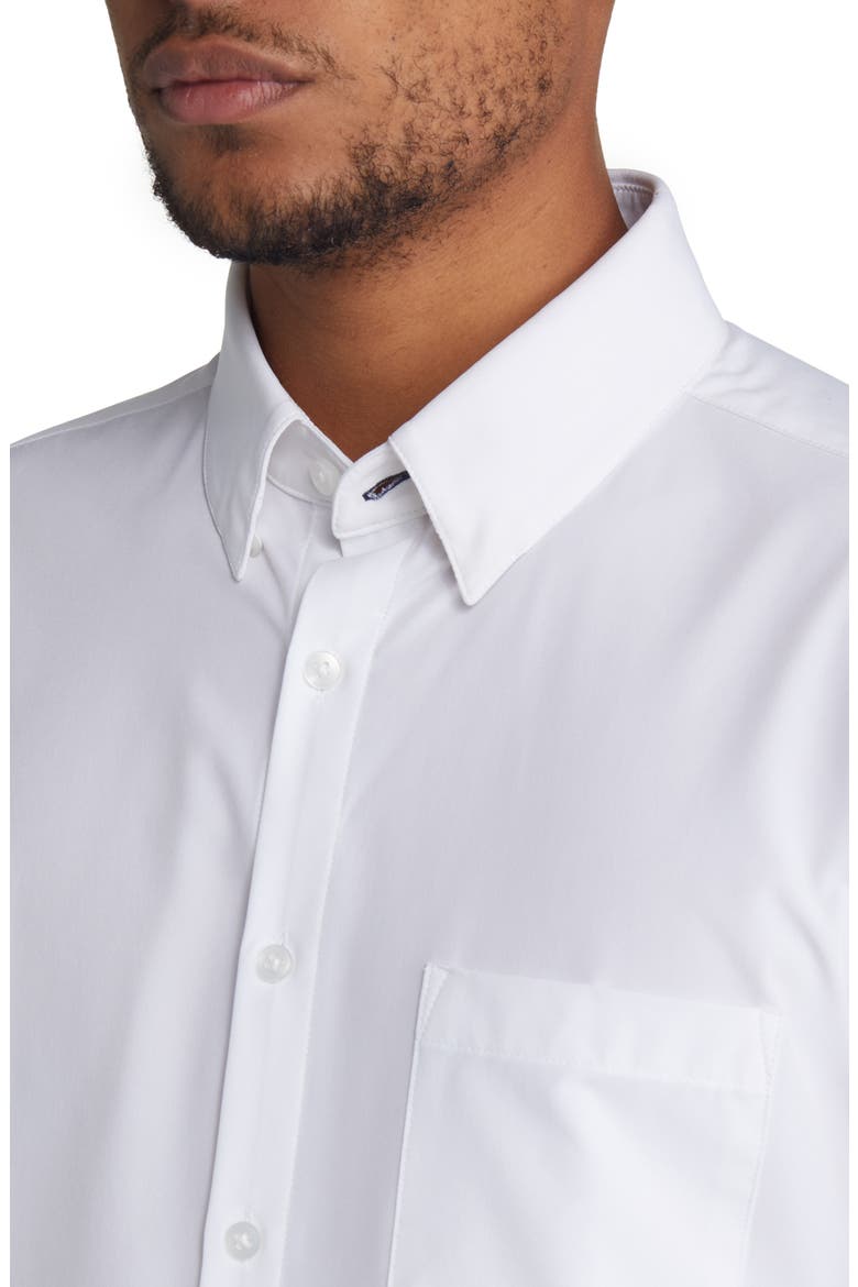 Leeward Solid Stretch Performance Short Sleeve Button-Up Shirt, Alternate, color, WHITE SOLID