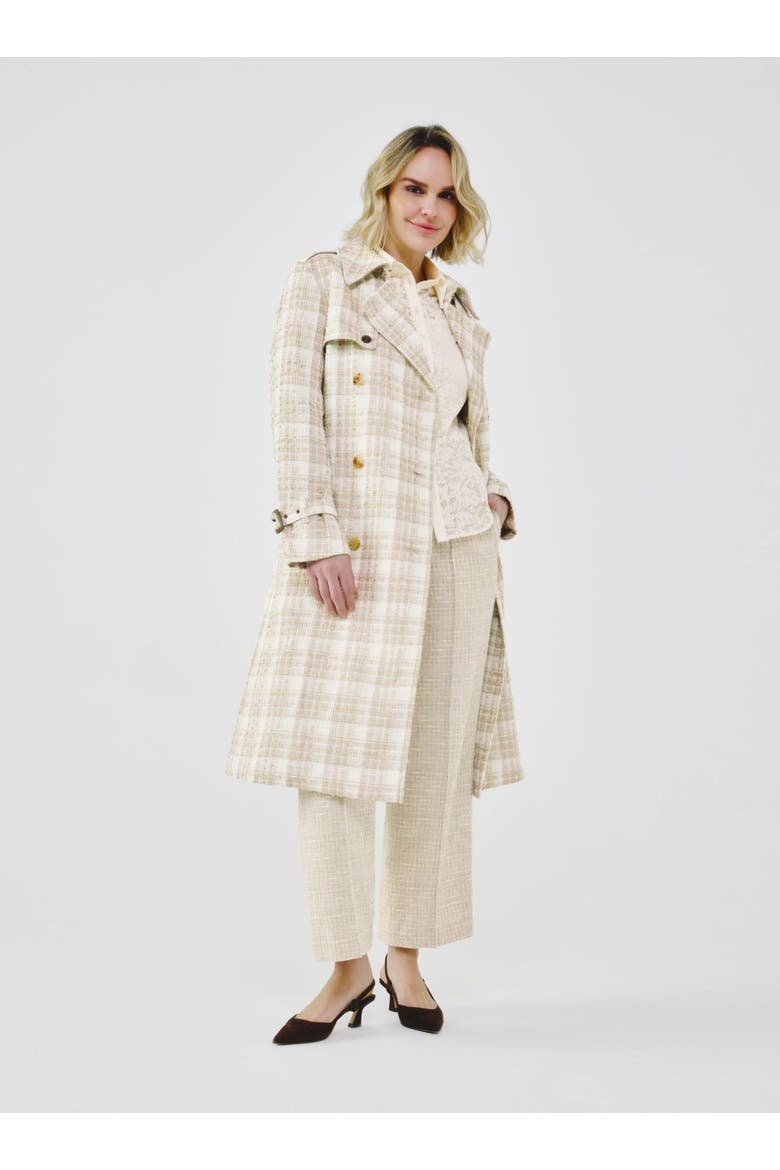 Heritage Plaid Tweed Trench, Alternate, color, Beige Tweed
