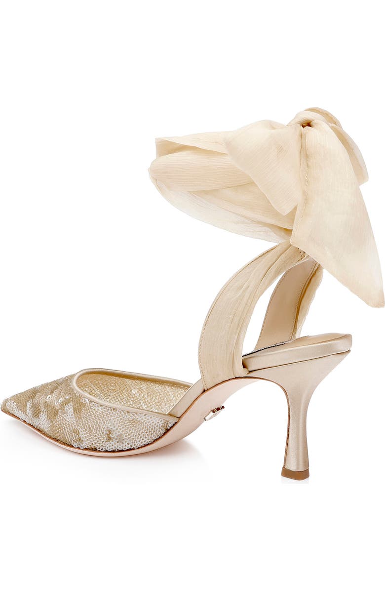 Badgley Mischka Bridal Blaze II Ankle Tie Pointed Toe Pump, Alternate, color, Champagne
