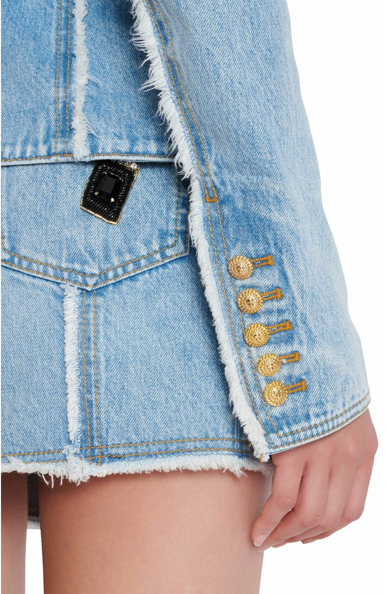 Balmain 6-Button Tailored Denim Jacket, Alternate, color, Blue