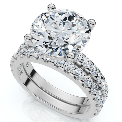 Bliss Diamond Certified 3 1/2ct Diamond Engagement Matching Wedding Rings 14k Gold Lab Grown In Silver