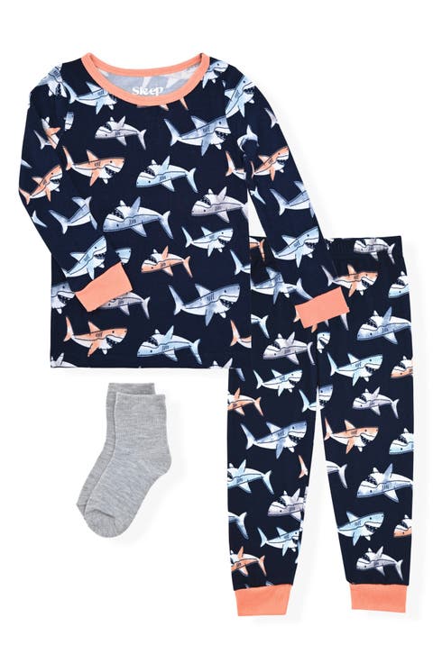 Print Fitted Two-Piece Pajamas & Socks Set (Toddler)