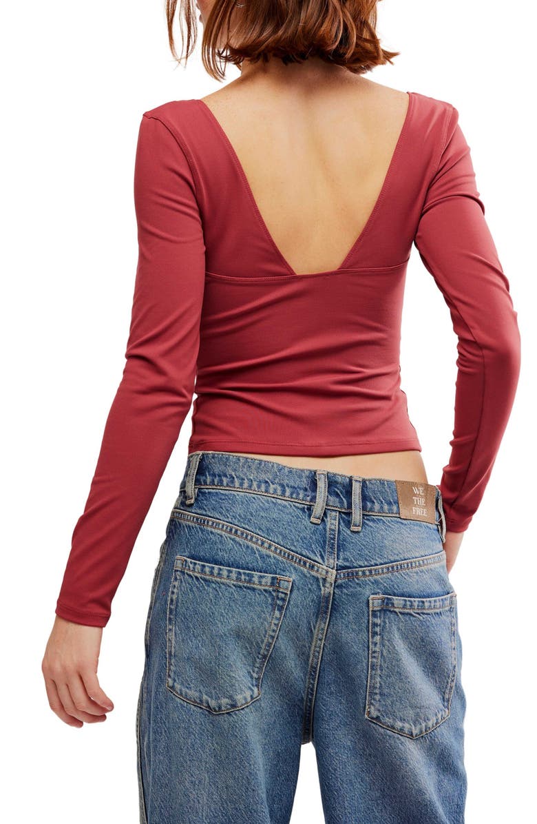 Free People Duo Long Sleeve Top, Alternate, color, Earth Red