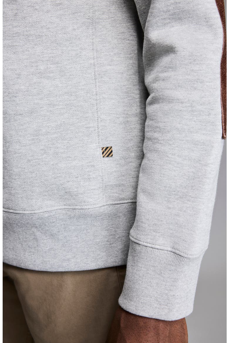 Dover Crewneck Sweatshirt with Leather Elbow Patches, Alternate, color, GREY