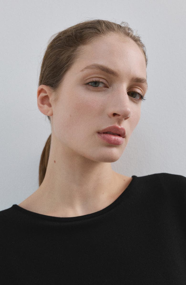 MANGO High-Low Knit Cape, Alternate, color, Black