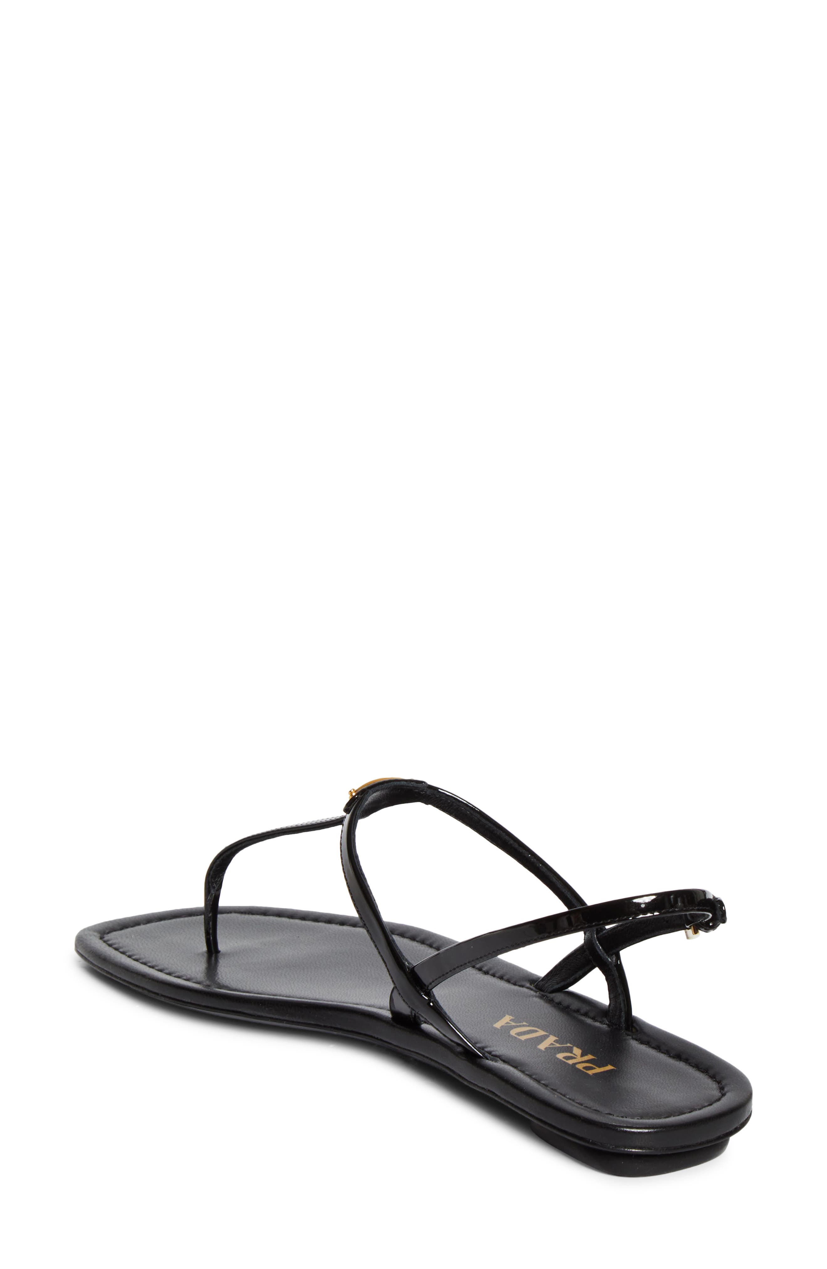 Prada Triangle Logo Sandal, Alternate, color, Nero