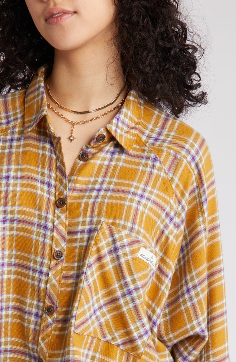 BDG Urban Outfitters Brendon High-Low Flannel Button-Up Shirt, Alternate, color, 