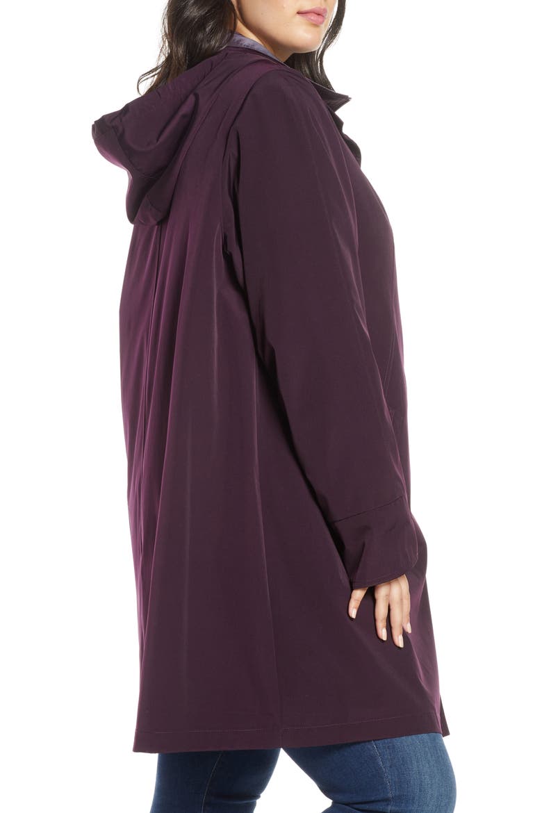 Hooded Raincoat with Liner, Alternate, color, BLACKBERRY