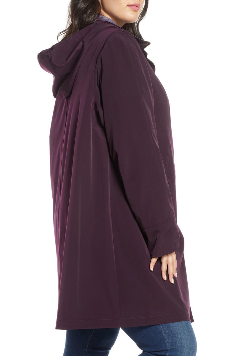 Gallery Hooded Raincoat with Liner, Alternate, color, Blackberry