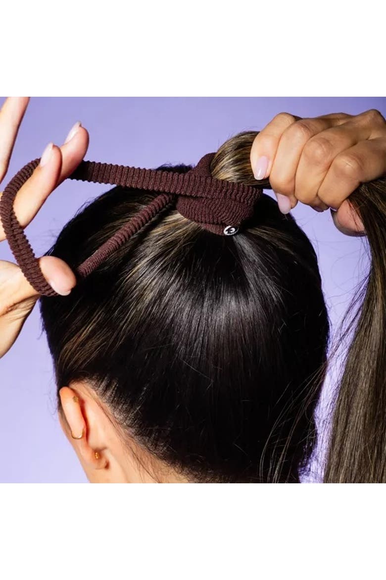Thick Fit Hair Bands, Damage Free Hair Ties Made with Seamless Microfiber Elastics, Alternate, color, Dark Brown