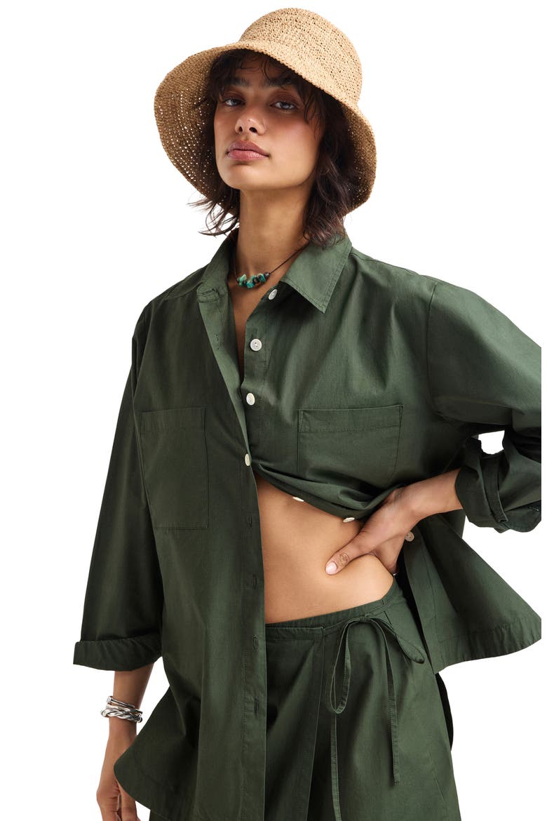 Nadia Cover-Up Shirt, Alternate, color, FOREST