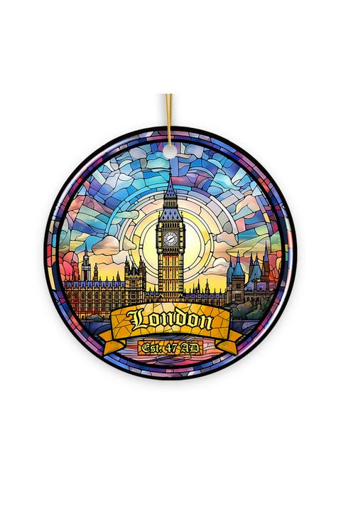 London Big Ben Stained Glass Ceramic Ornament