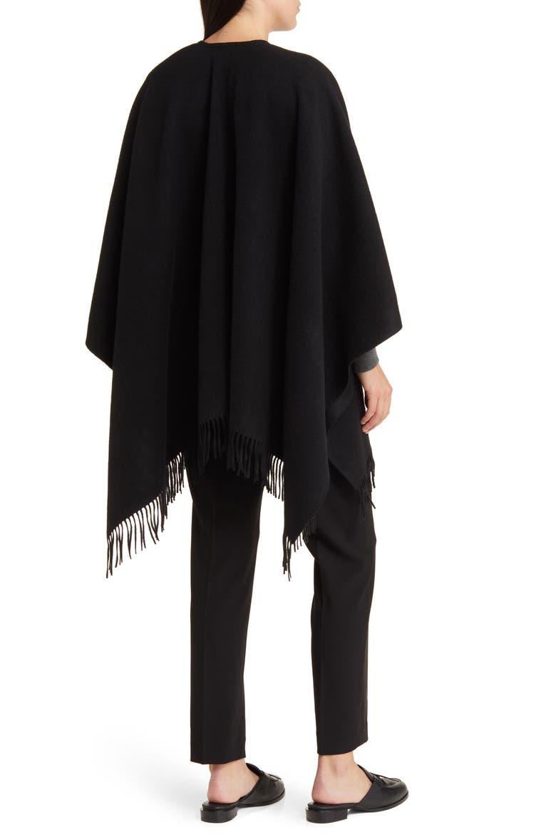Wool & Cashmere Ruana, Alternate, color, BLACK