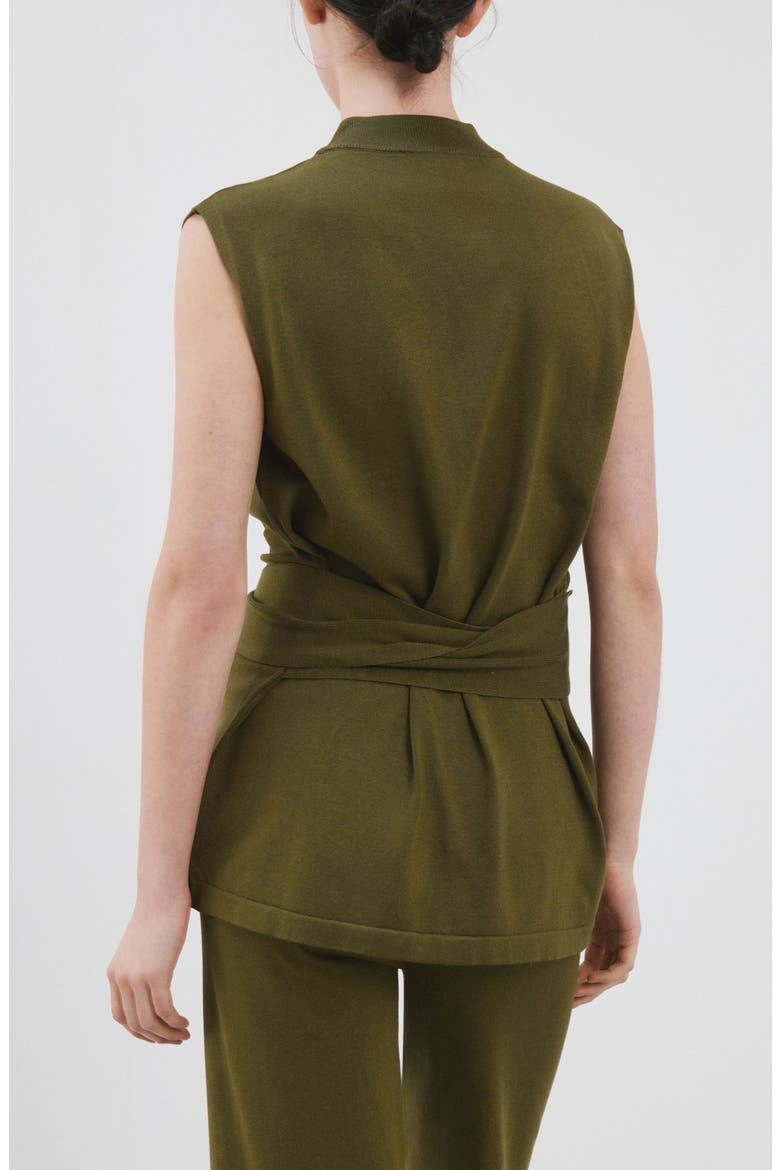 Belted Sleeveless Top, Alternate, color, KHAKI GREEN