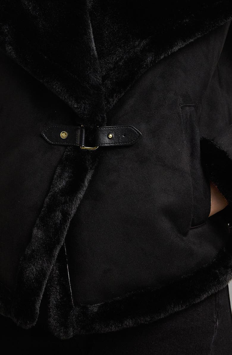 Lauren Ralph Lauren Faux Shearling Jacket, Alternate, color, Black