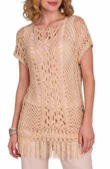 SAACHI Fringe Crochet Poncho
