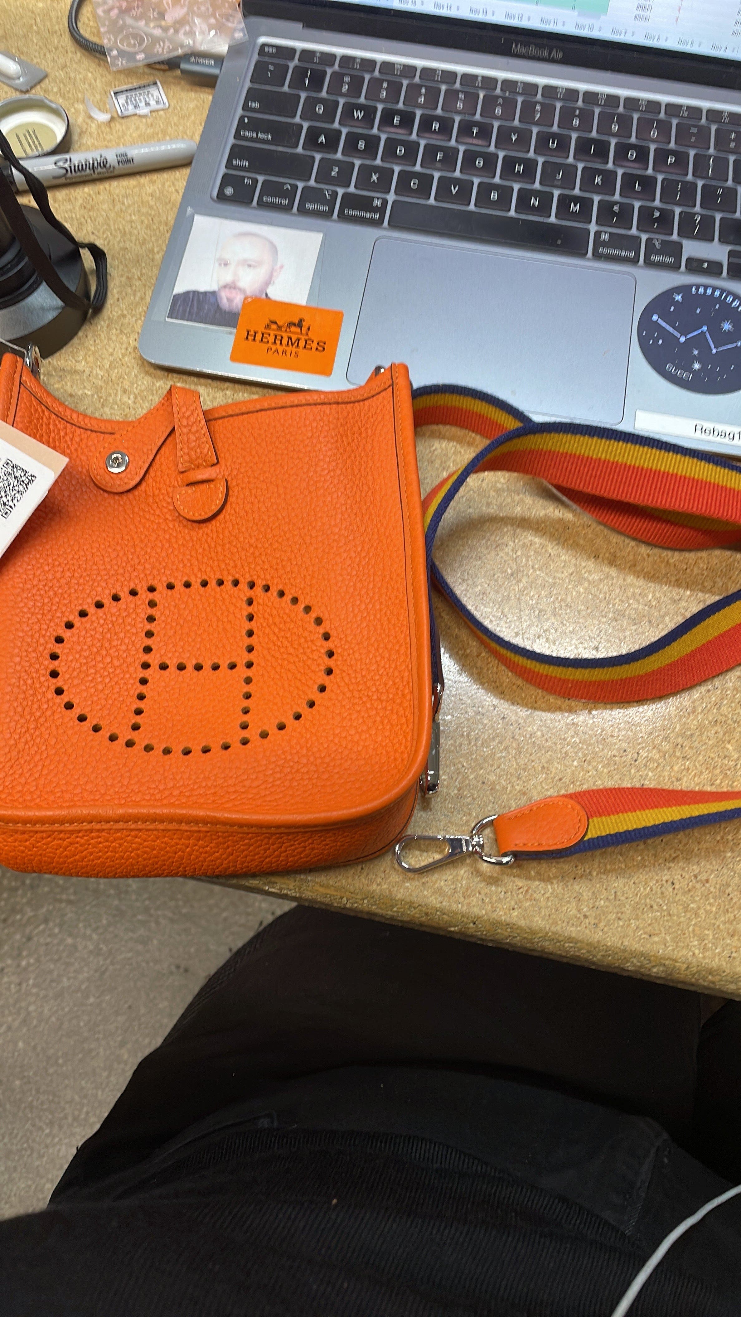 Pre-Owned Hermes Evelyne Bag Gen III Clemence TPM, Alternate, color, Feu