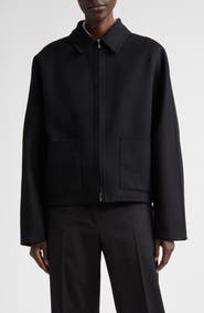 FERRAGAMO Crop Wool & Cashmere Bomber Jacket