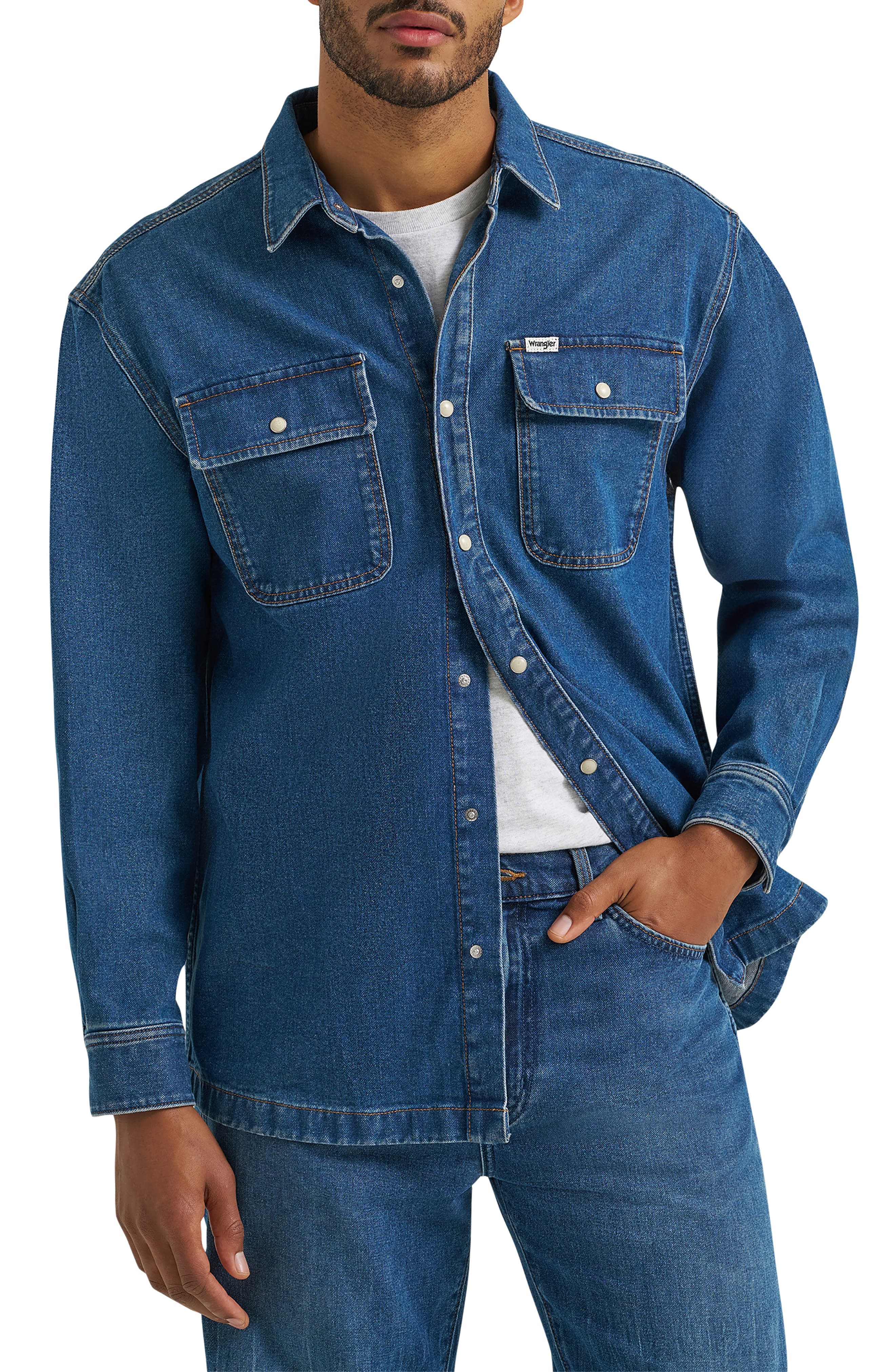 Cotton Denim Snap-Up Overshirt