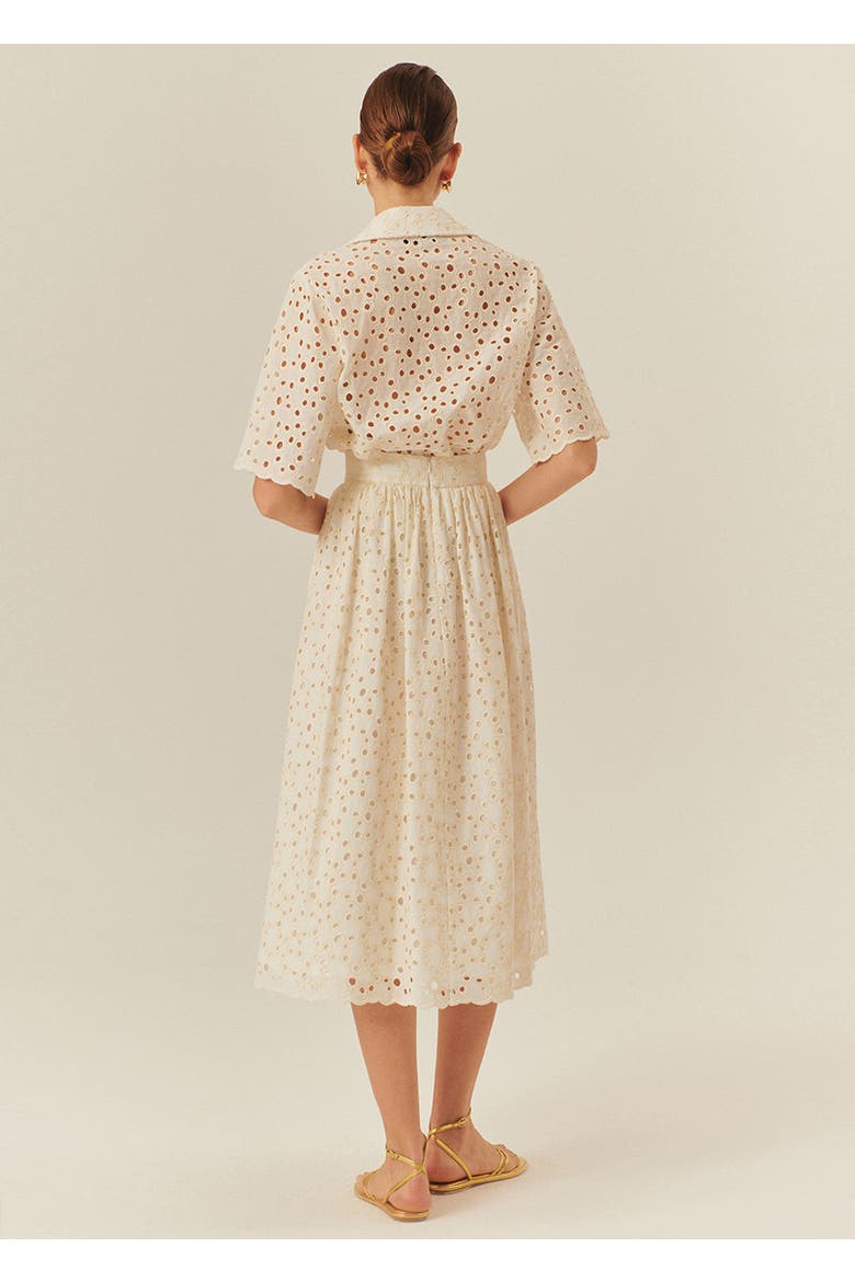 Paisley Cotton Midi Skirt, Alternate, color, Ecru