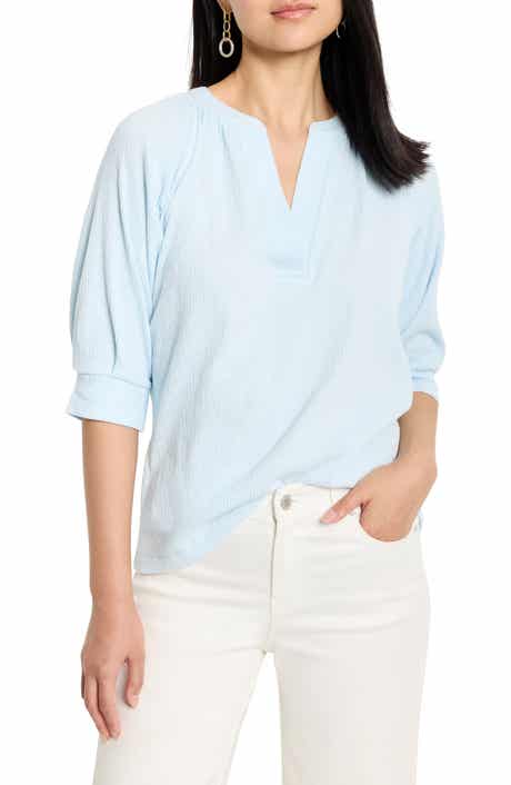 NIC+ZOE Elbow Sleeve Split Neck Top