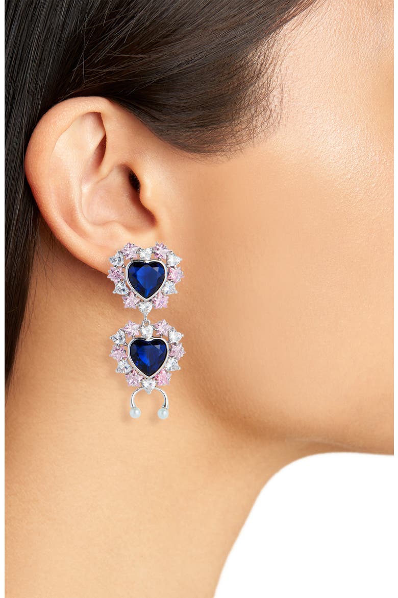 Studded Heart Earrings, Alternate, color, RHODIUM BRASS
