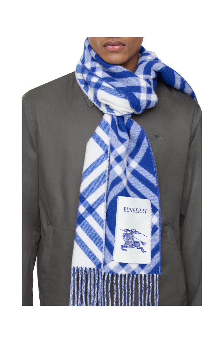 Burberry Check Cashmere Scarf, Alternate, color, Knight